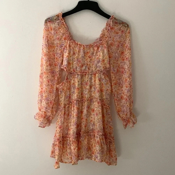 Jessica Simpson Floral Mini Dress Dolman Sleeve Cut Out Sides Size Small NWT - Picture 2 of 8
